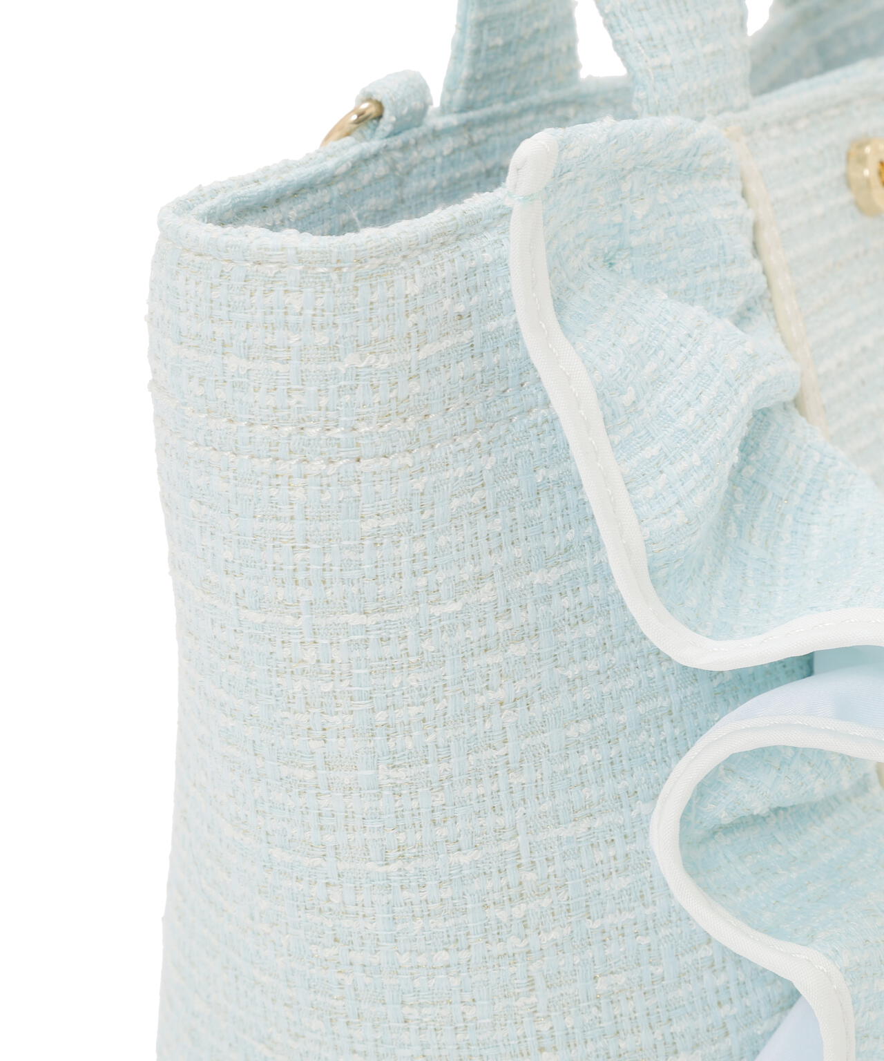 パステルツイードフレームフリルトートバッグ