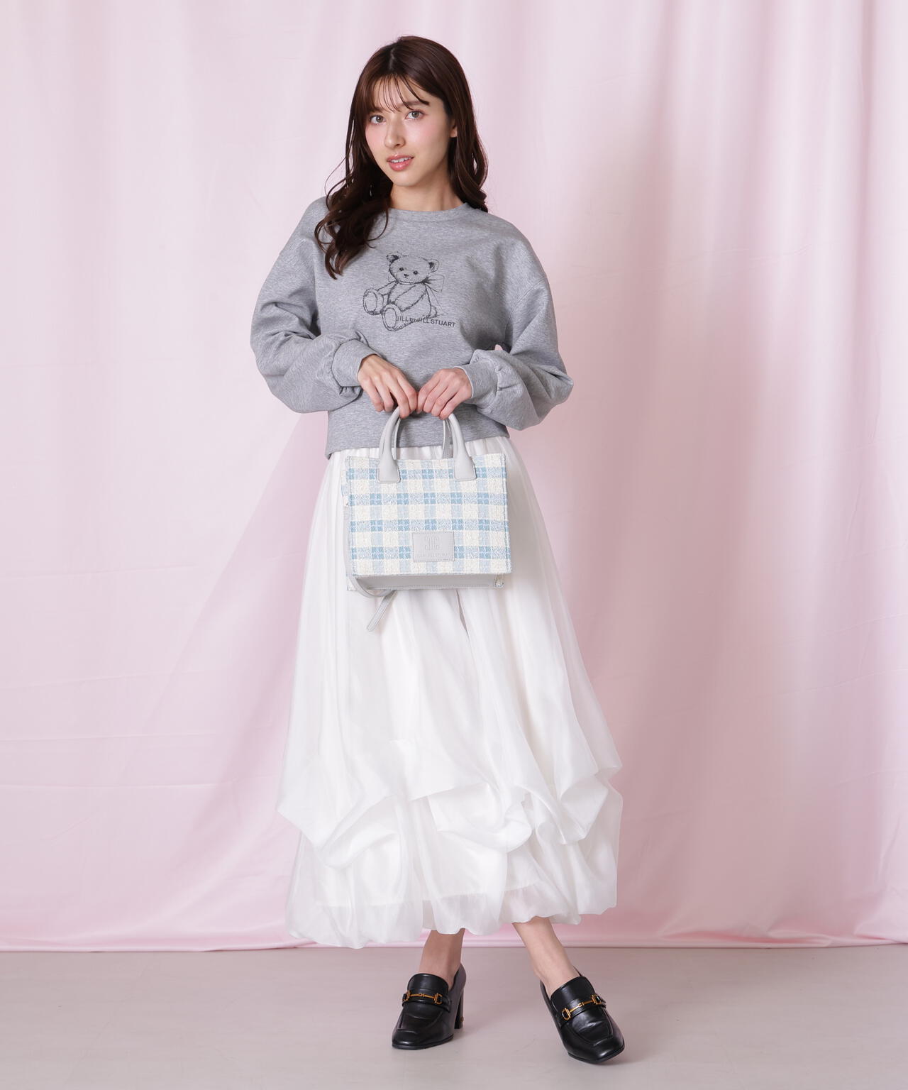 ツイードチェックトートバッグ