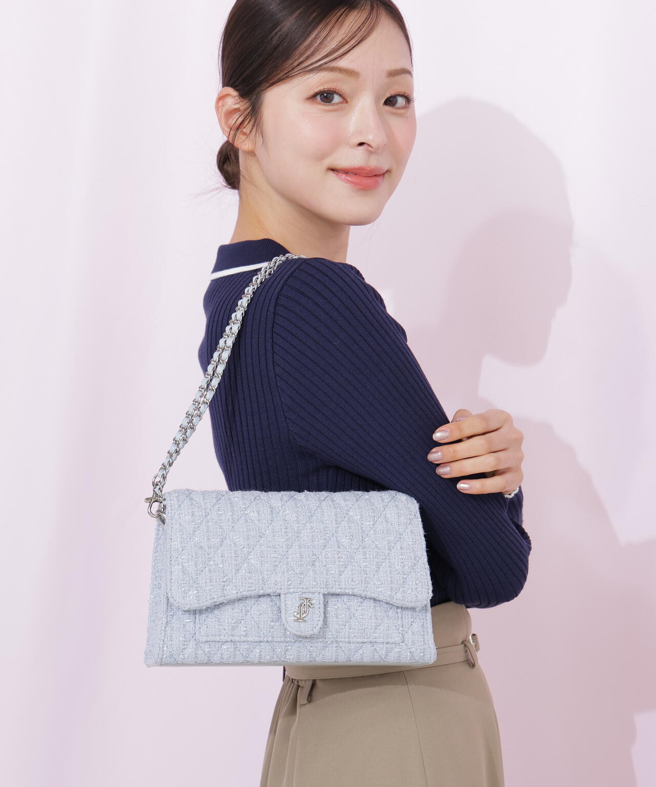 ツイードキルティングチェーンバッグ