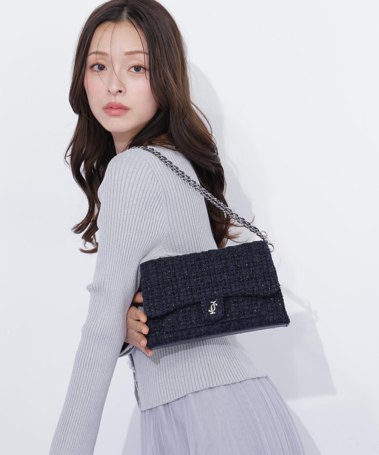 ツイードキルティングチェーンバッグ