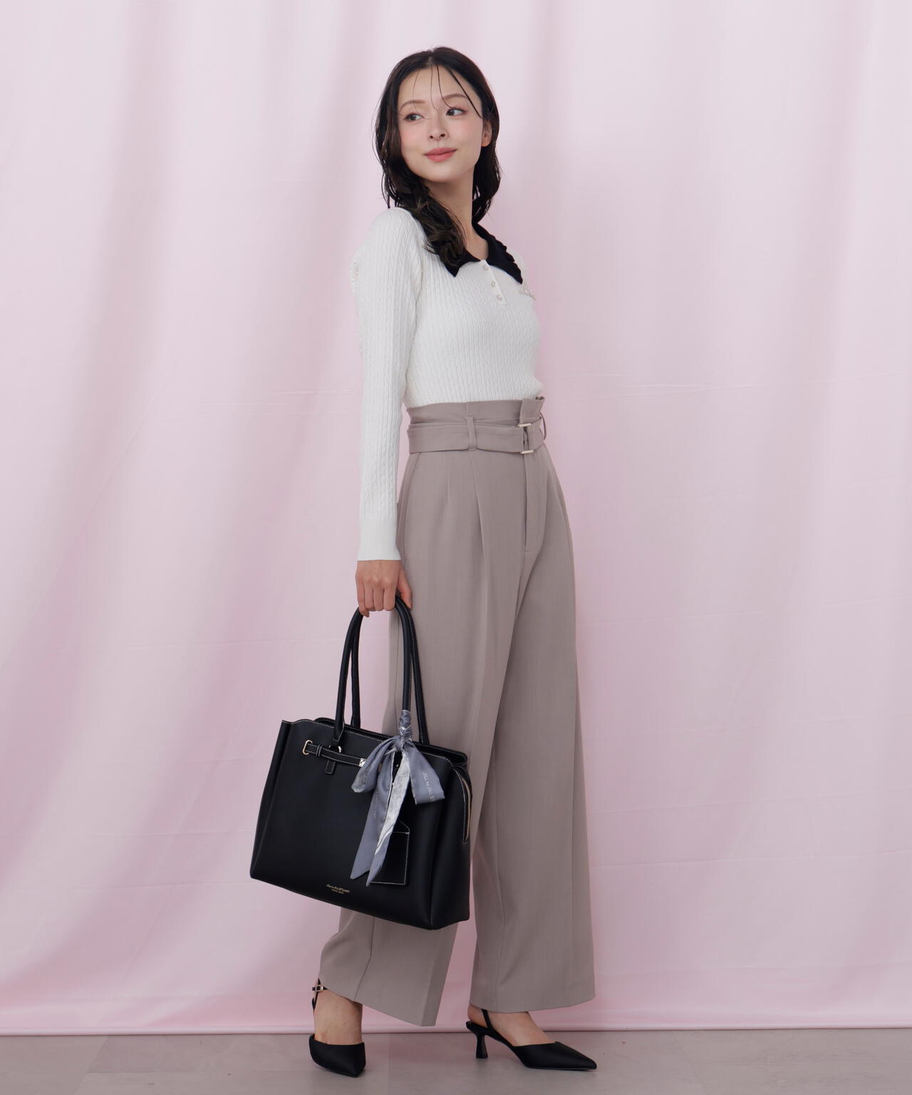 スカーフ付きベルテッドトート