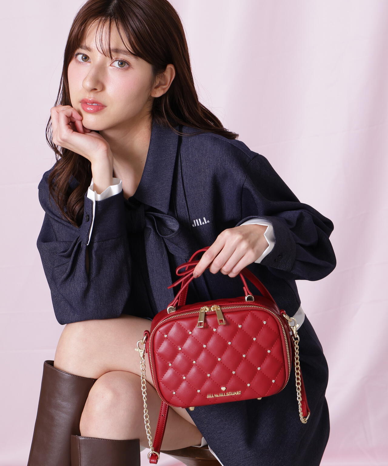 キルティングビジュースクエアバッグ