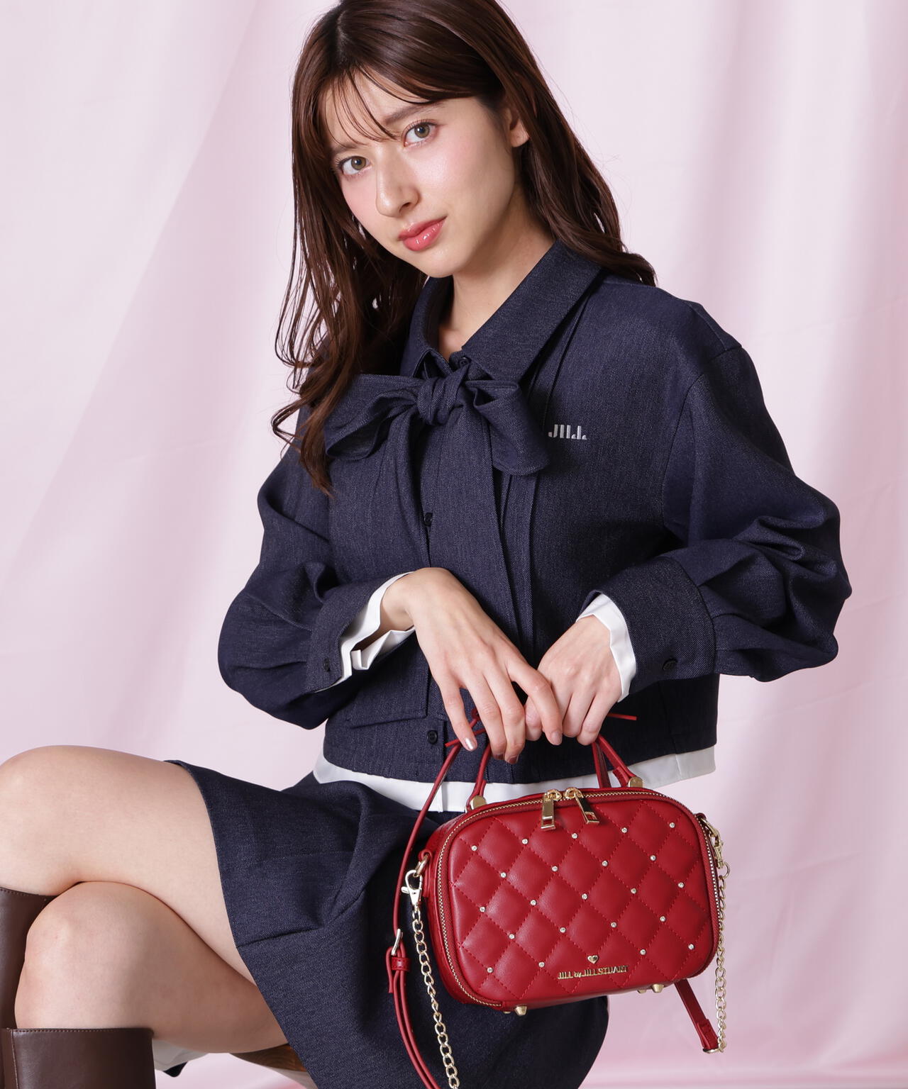 キルティングビジュースクエアバッグ