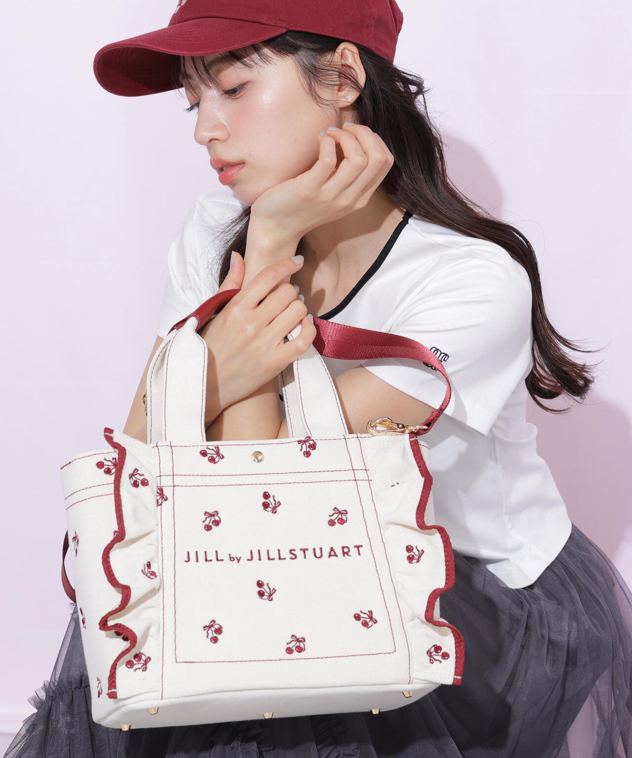 <Cherryシリーズ>フリルトートバッグ