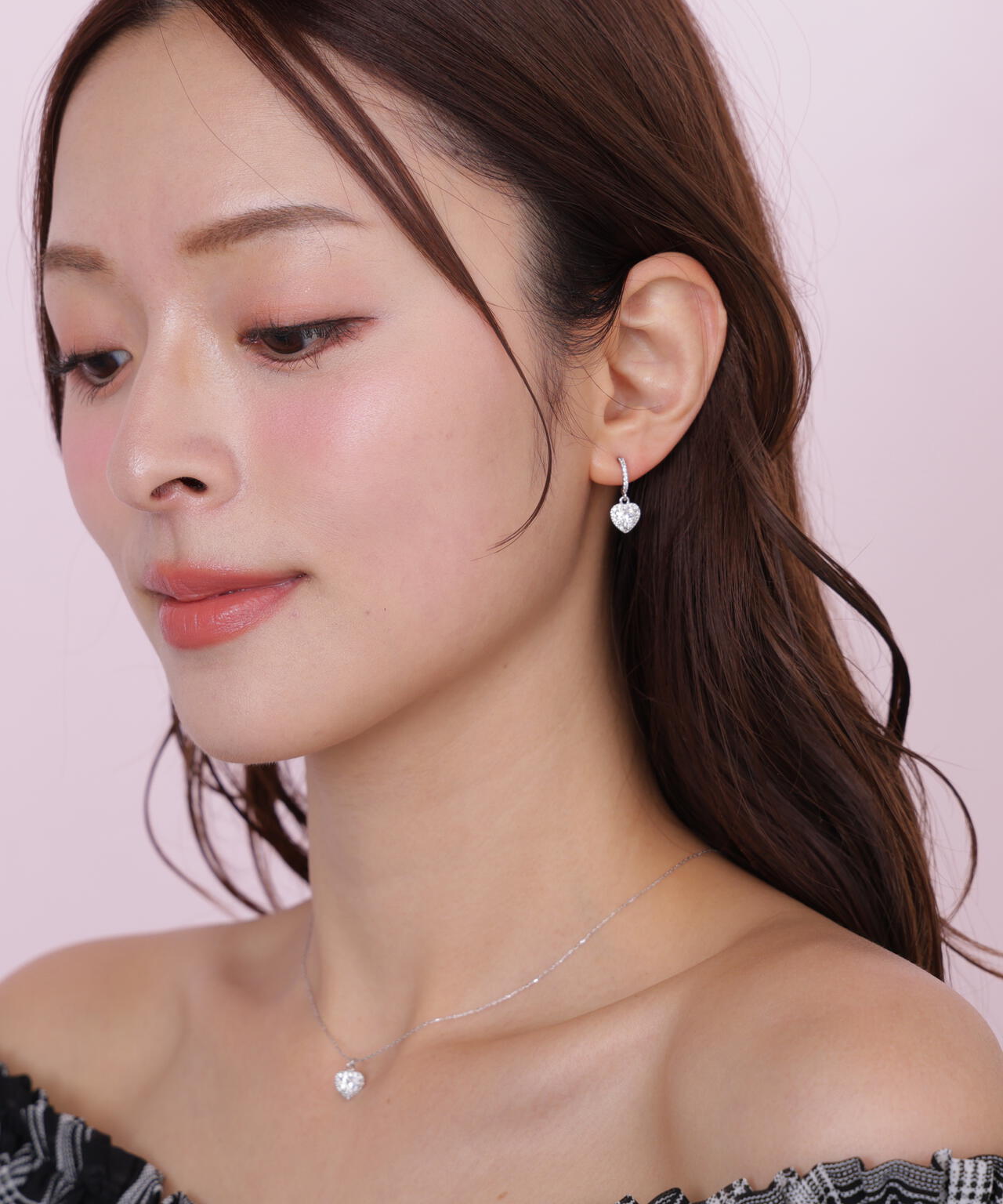 Cubic プチハートネックレス