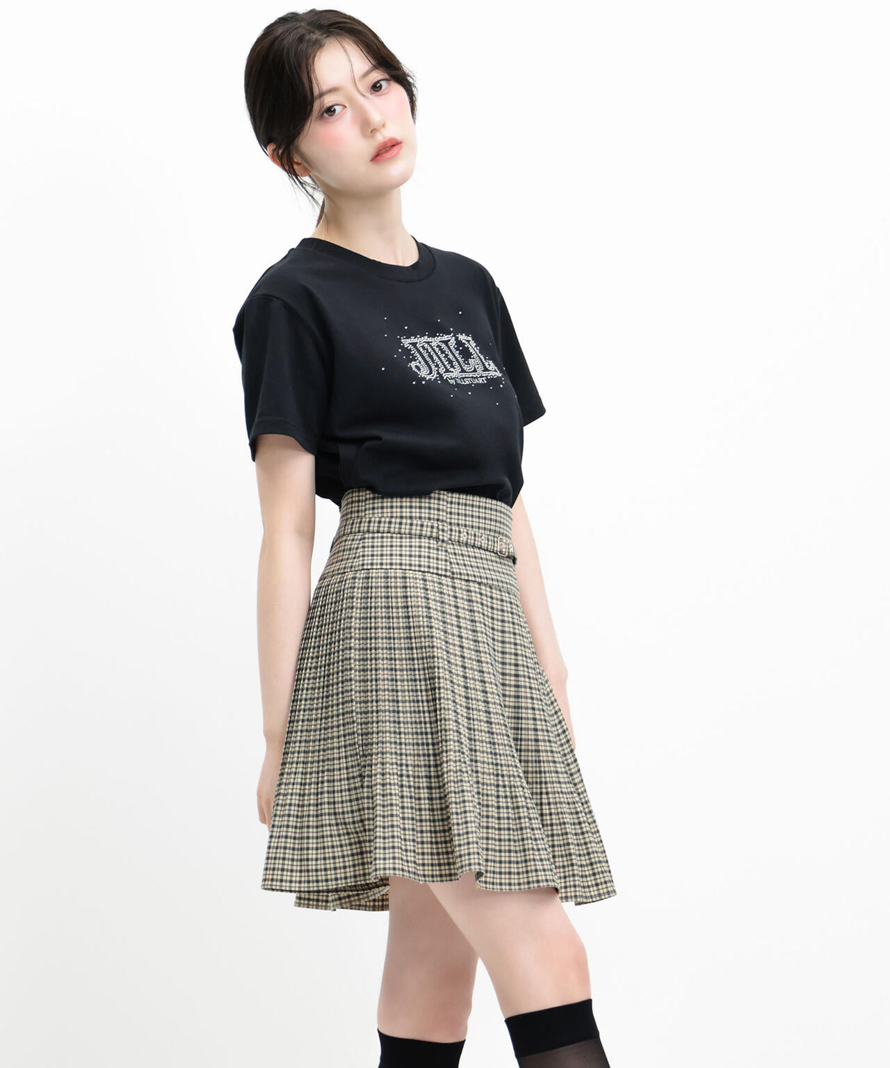 ベルト付きプリーツミニスカート