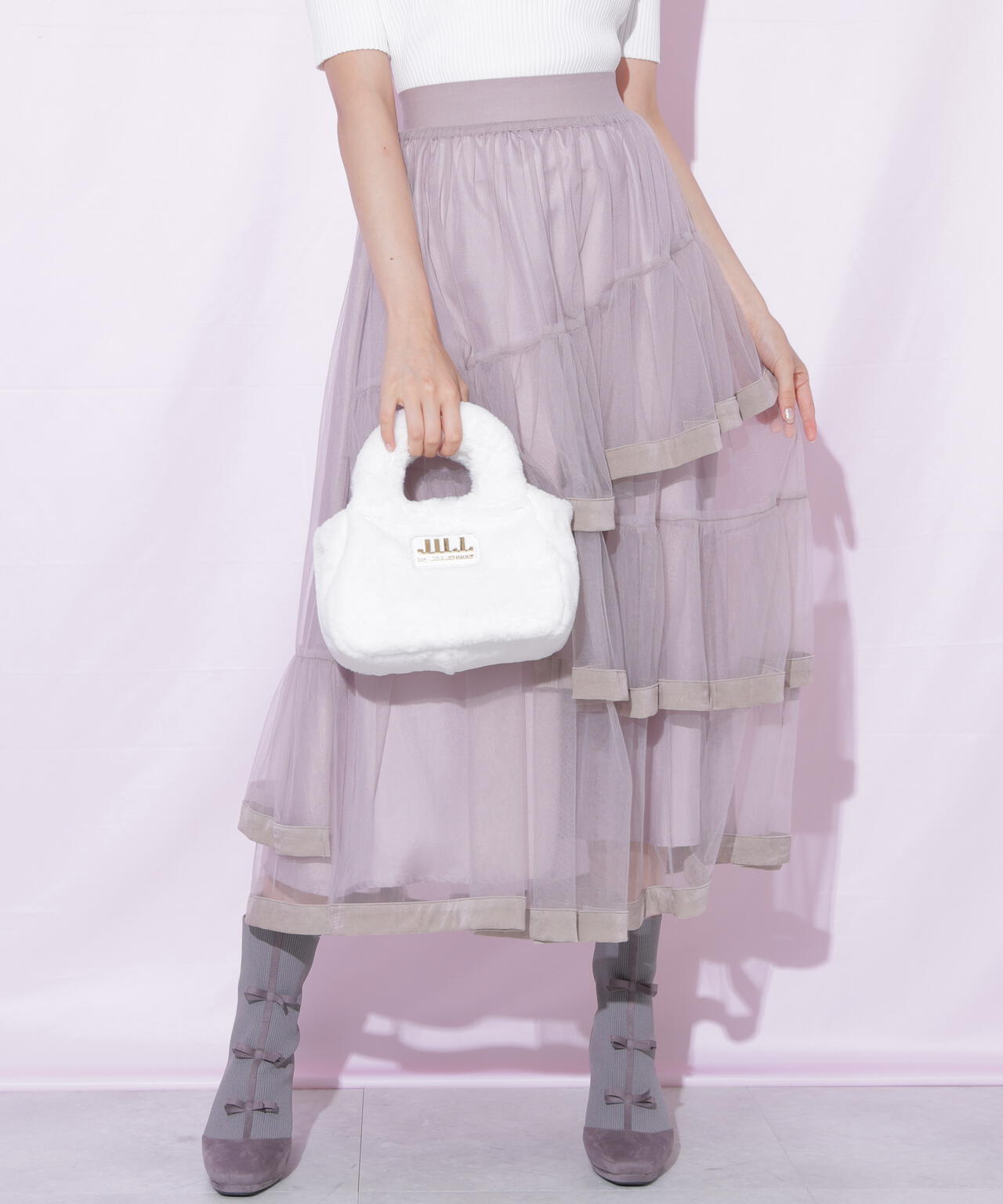 裾ベロアチュールスカート