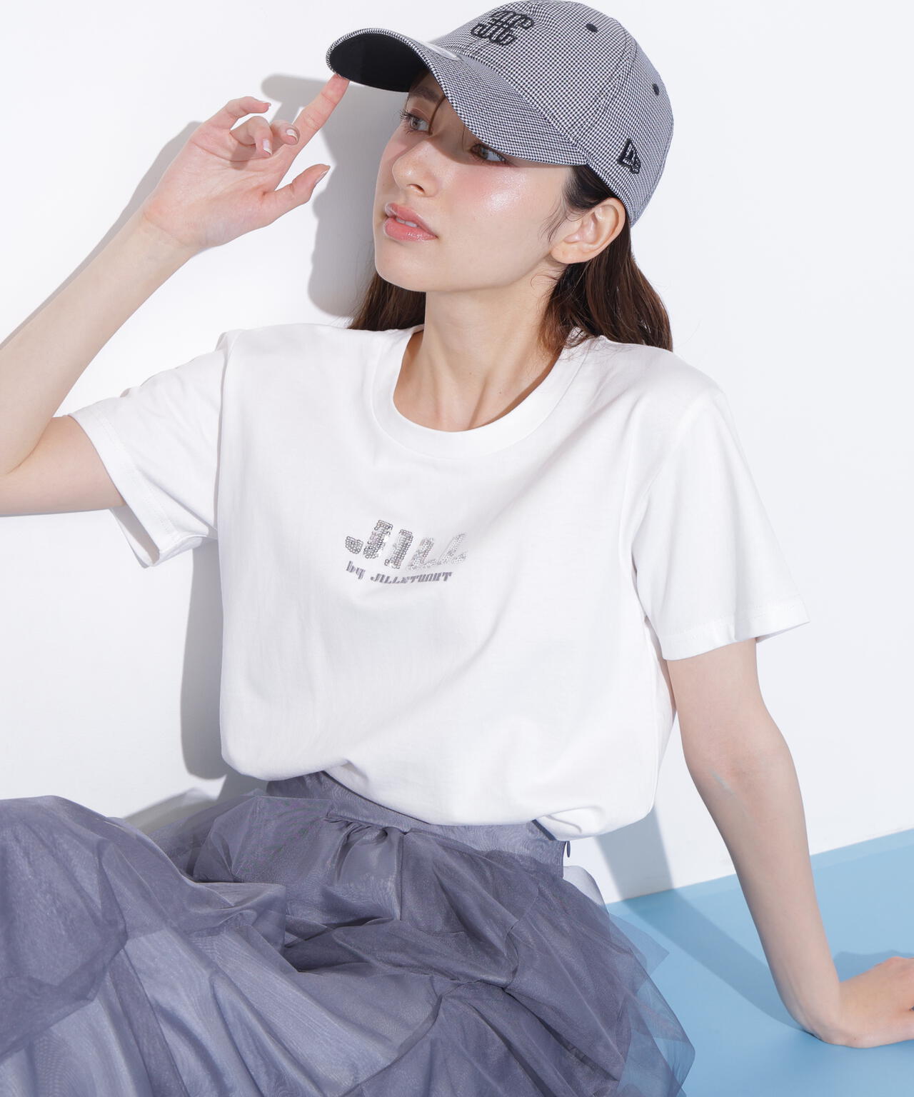 スパンコールロゴ刺繍Tシャツ OC