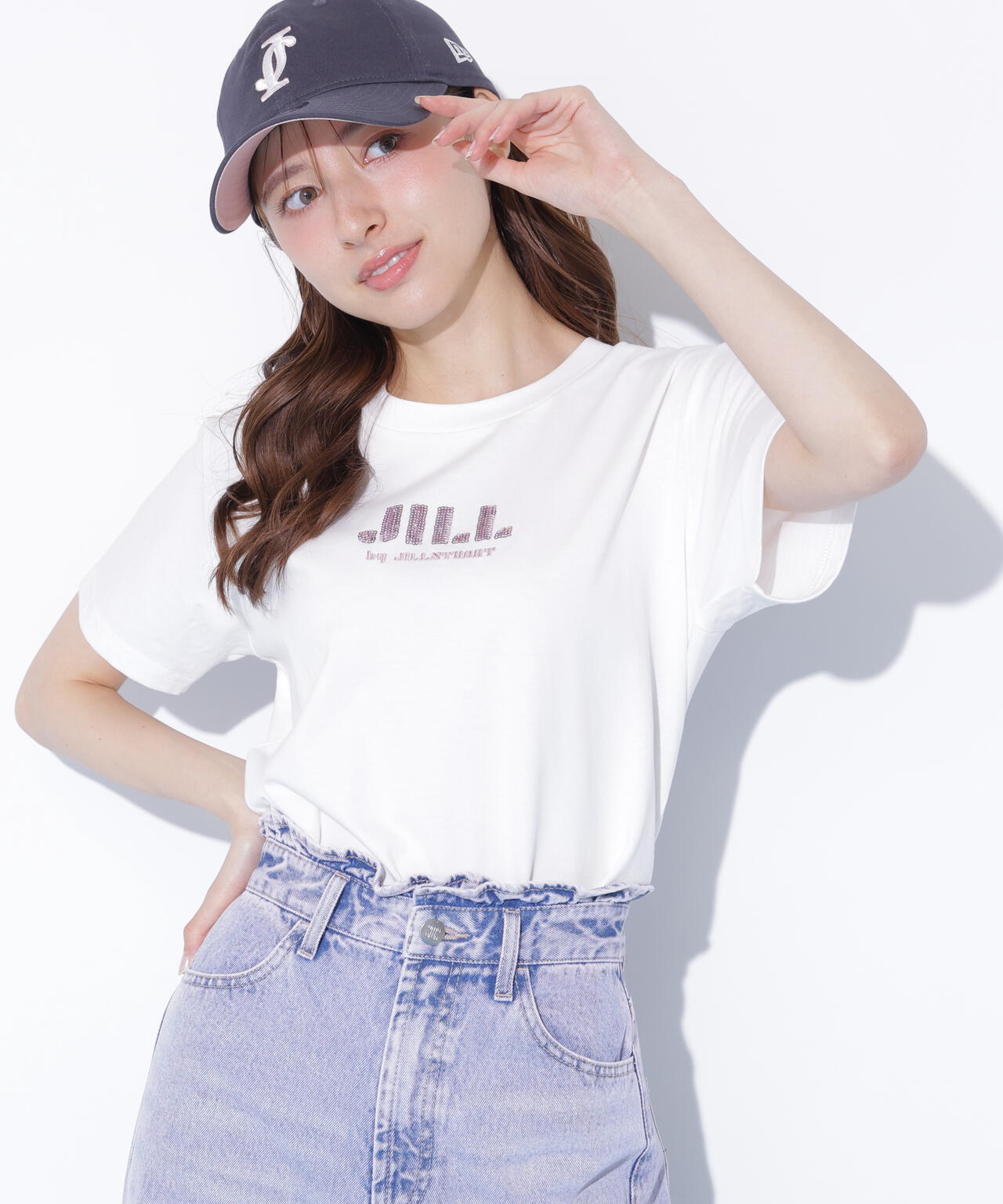 スパンコールロゴ刺繍Tシャツ OC