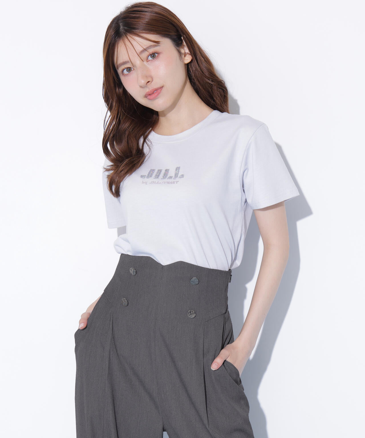 スパンコールロゴ刺繍Tシャツ OC
