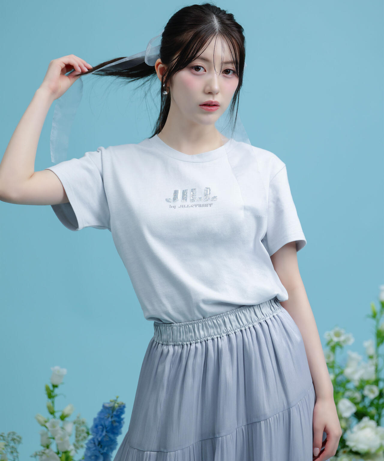 スパンコールロゴ刺繍Tシャツ OC
