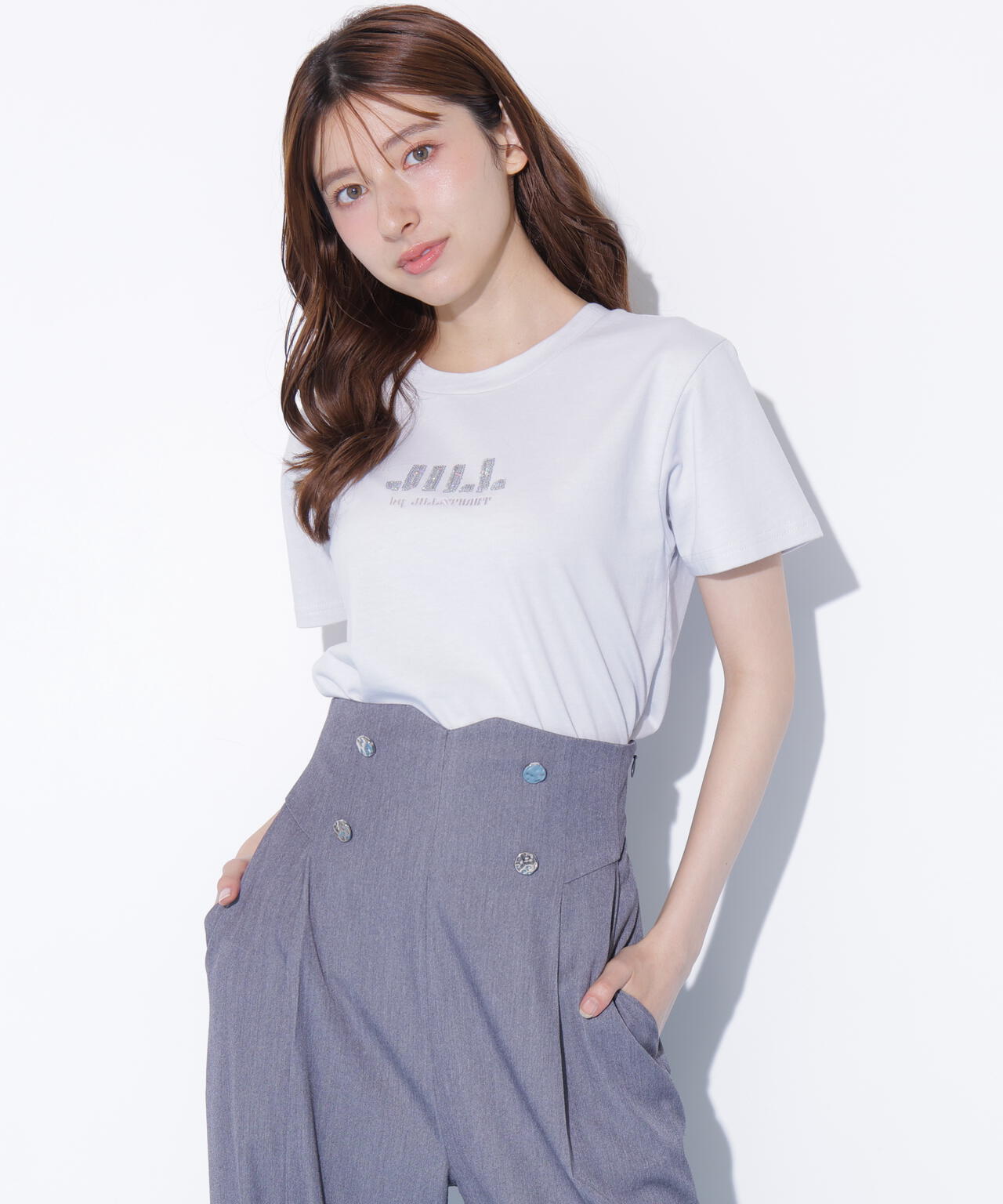スパンコールロゴ刺繍Tシャツ OC