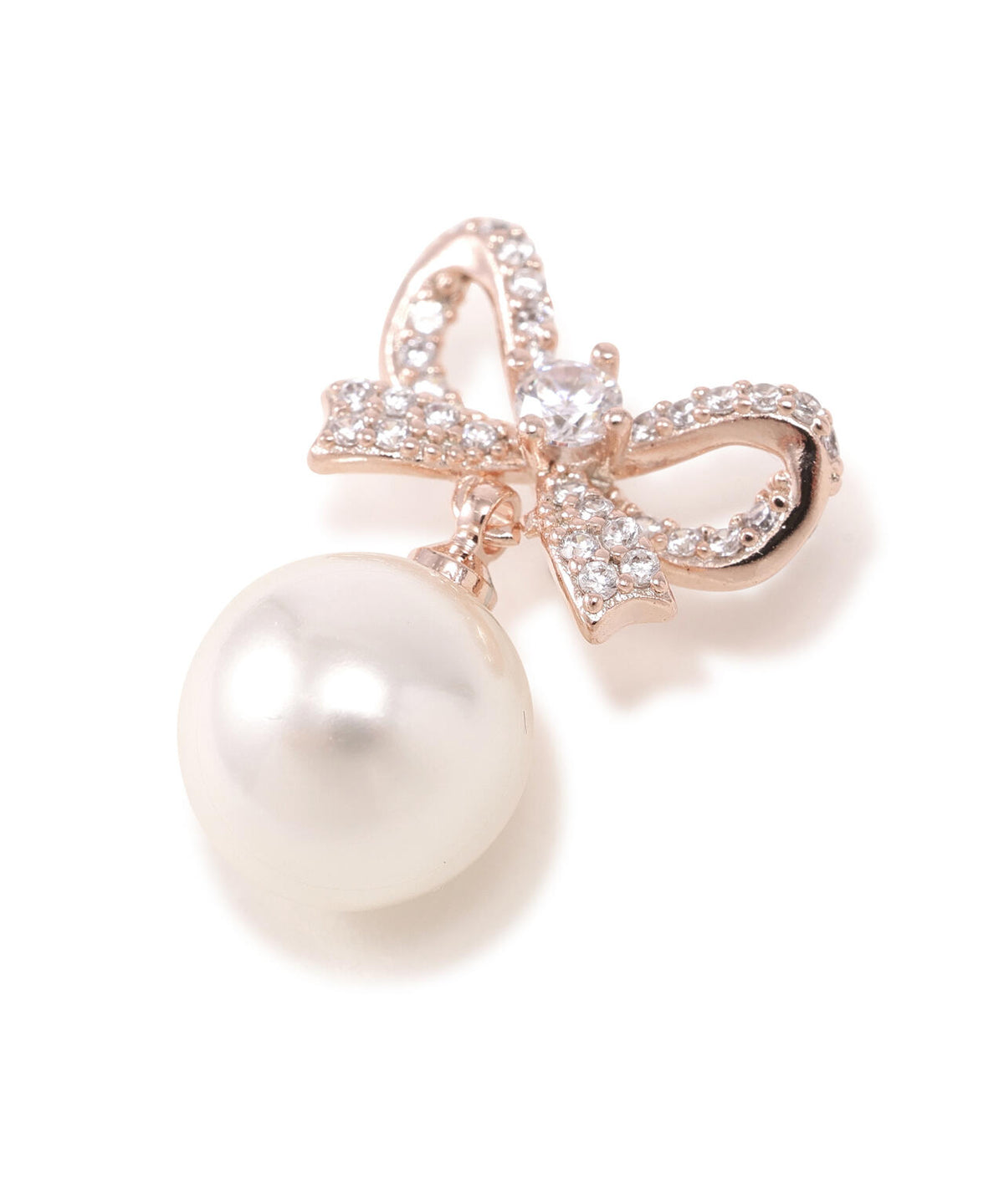 Cubic リボンパールピアス