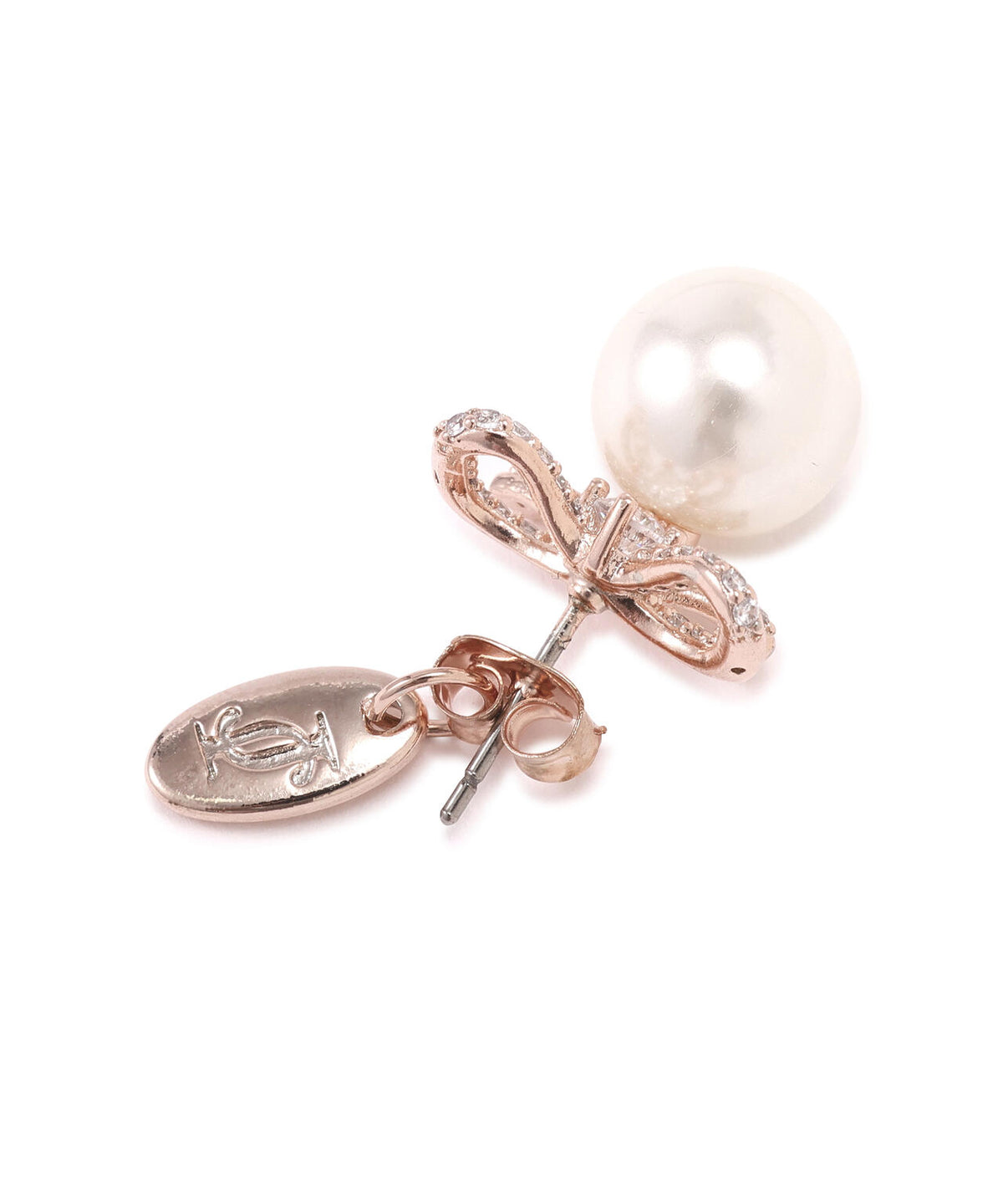 Cubic リボンパールピアス
