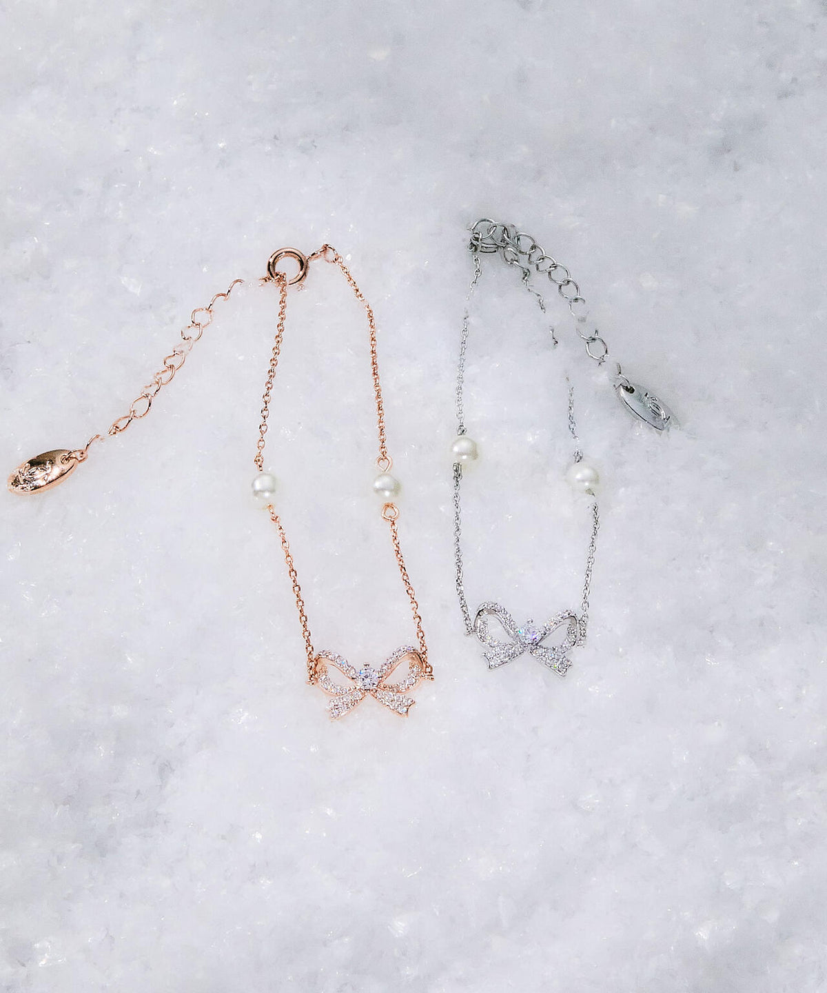 Cubic リボンパールブレスレット