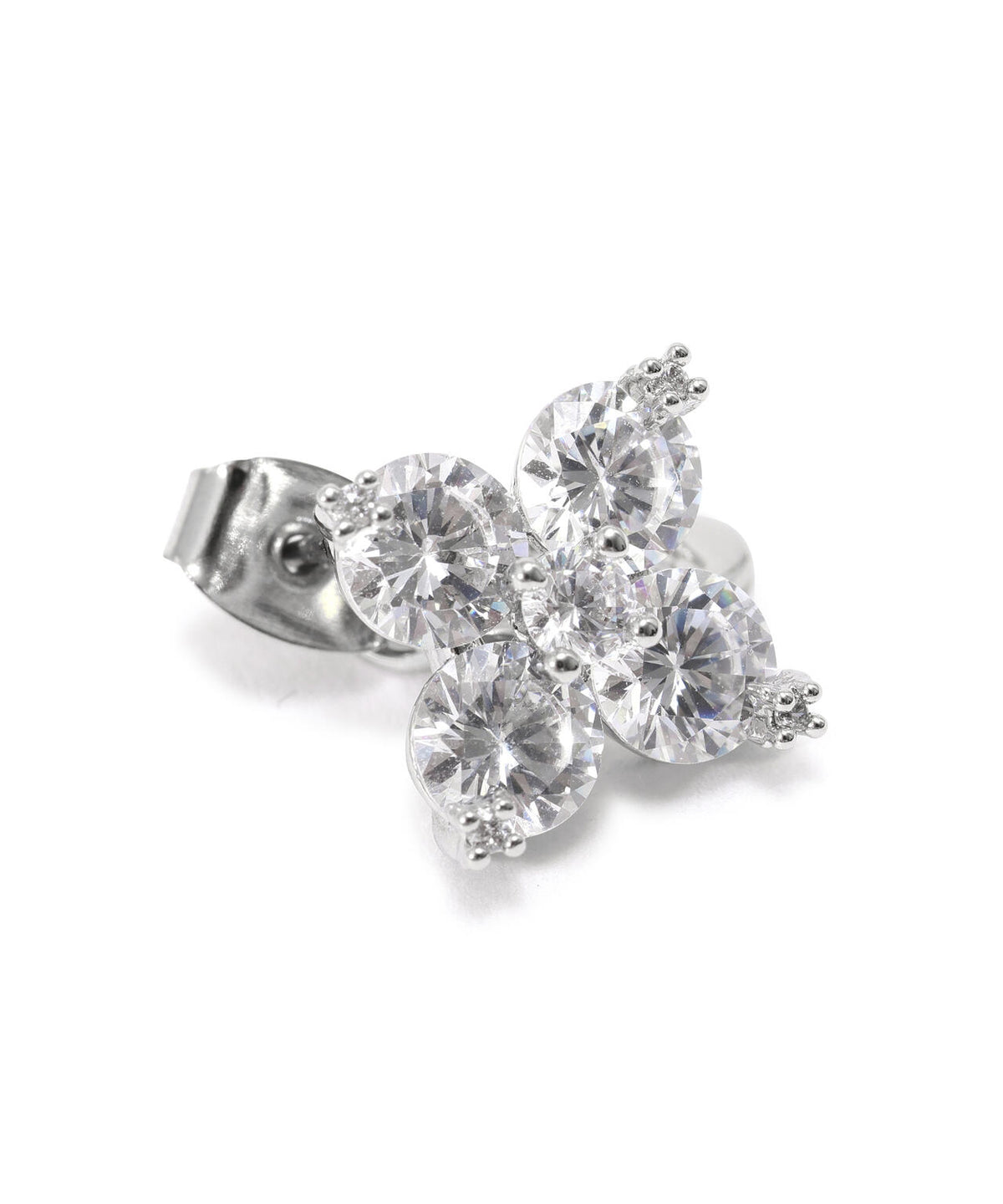 Cubic 大粒クローバーピアス
