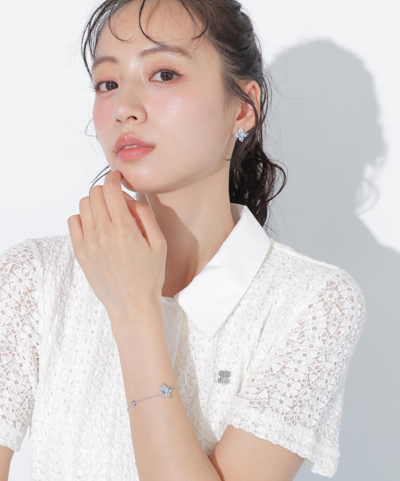 Cubic 大粒クローバーブレスレット