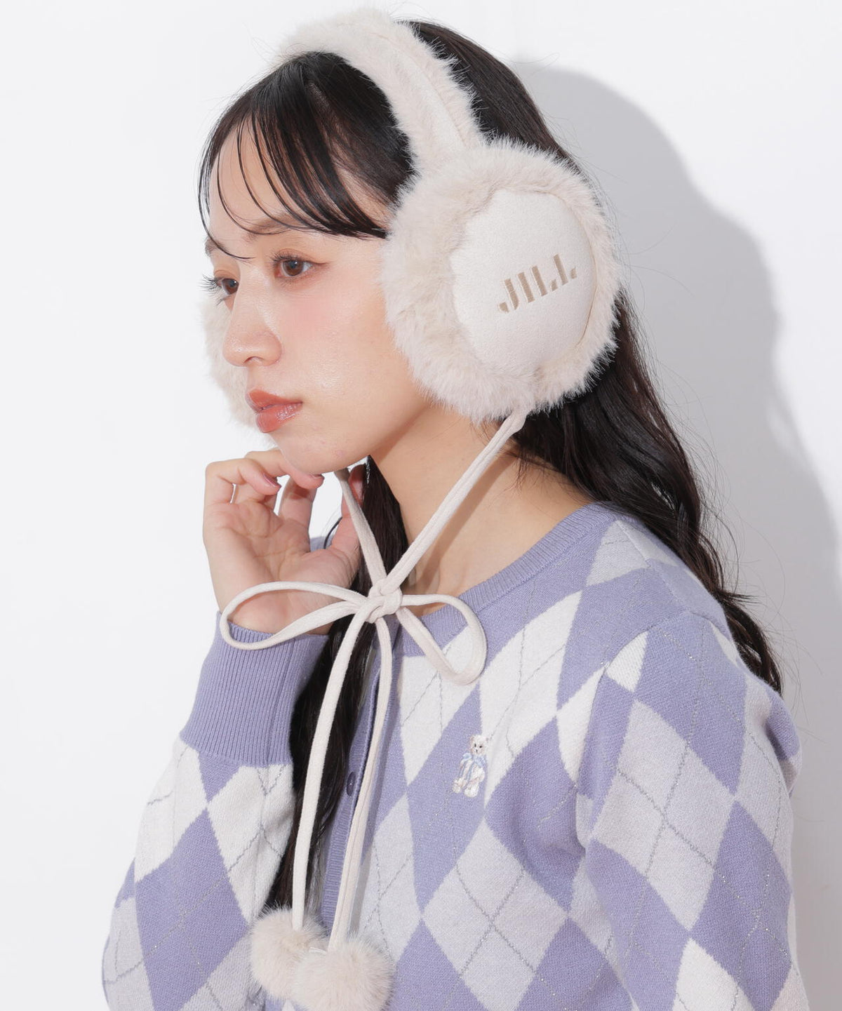 ロゴ刺繍フェイクムートンイヤーマフ