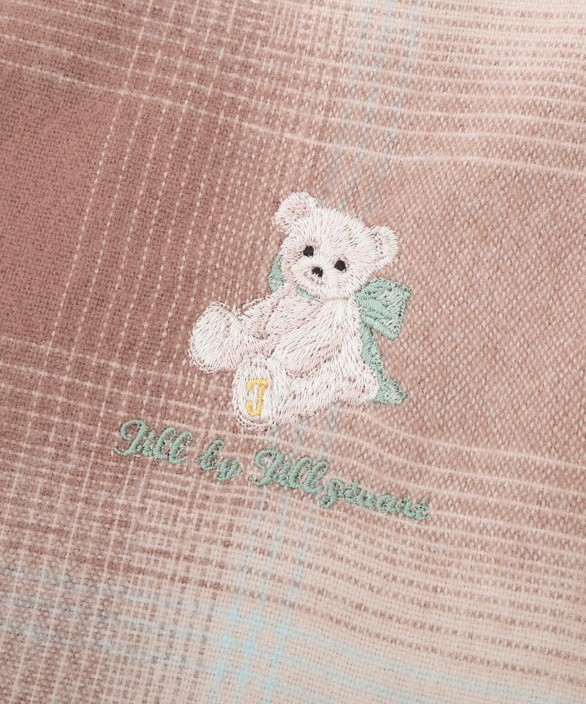 <BEARシリーズ>ベア刺繍チェックストール/マフラー