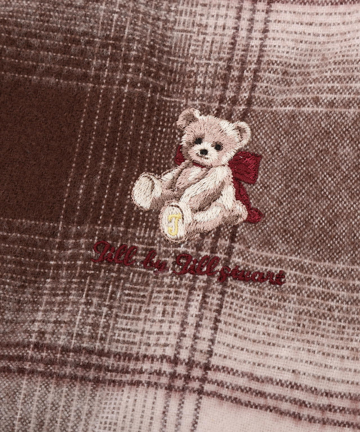 <BEARシリーズ>ベア刺繍チェックストール/マフラー