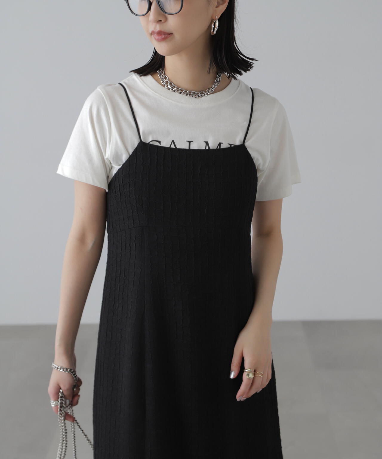【3サイズ展開XS-M】ぽこぽこチェックマーメイドキャミワンピース【低身長サイズ有】