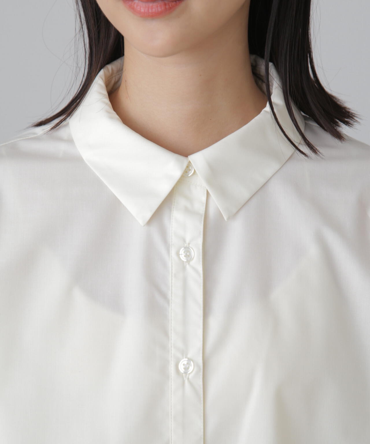 裾ドロストカッティングショート丈シャツ