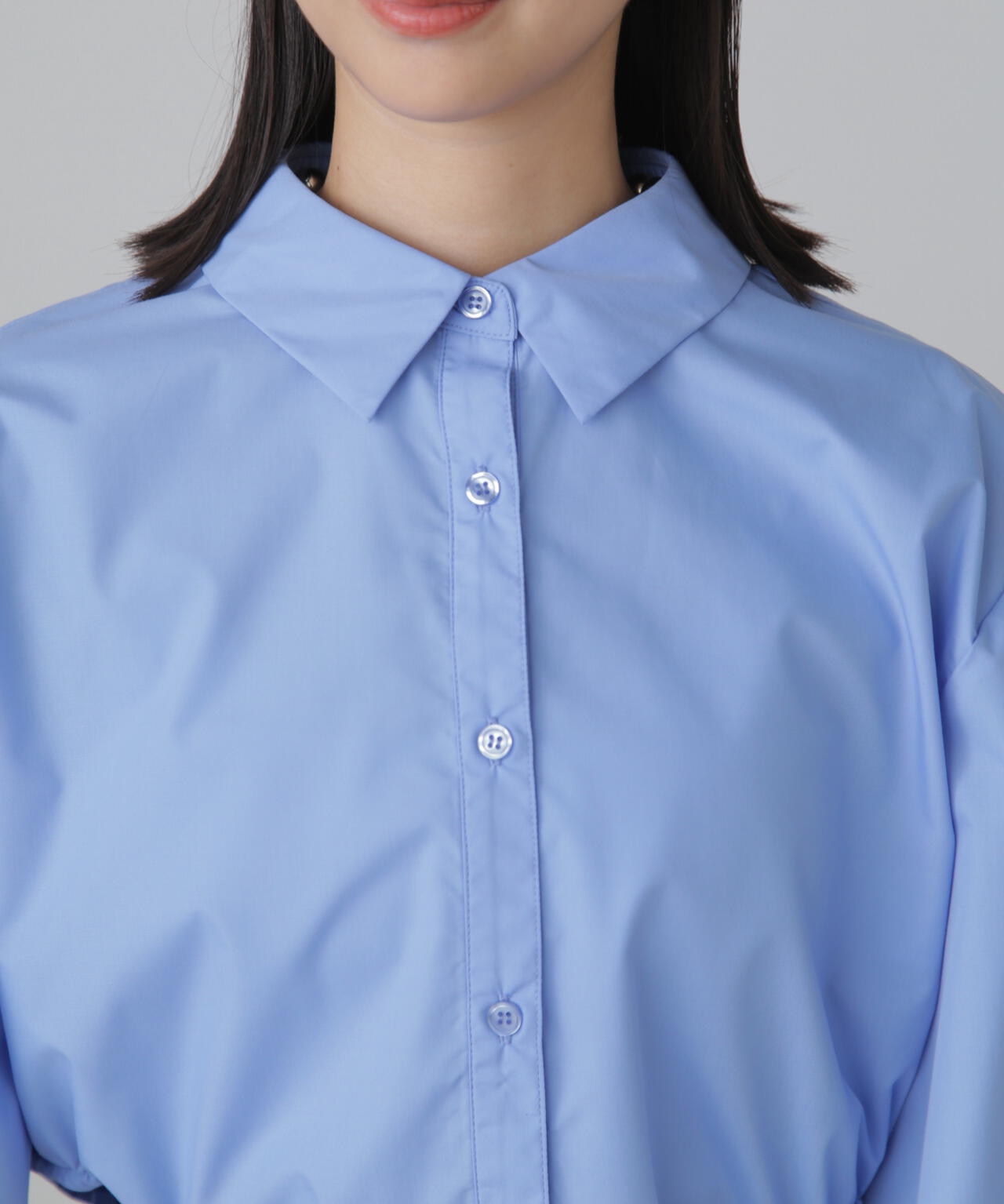 裾ドロストカッティングショート丈シャツ