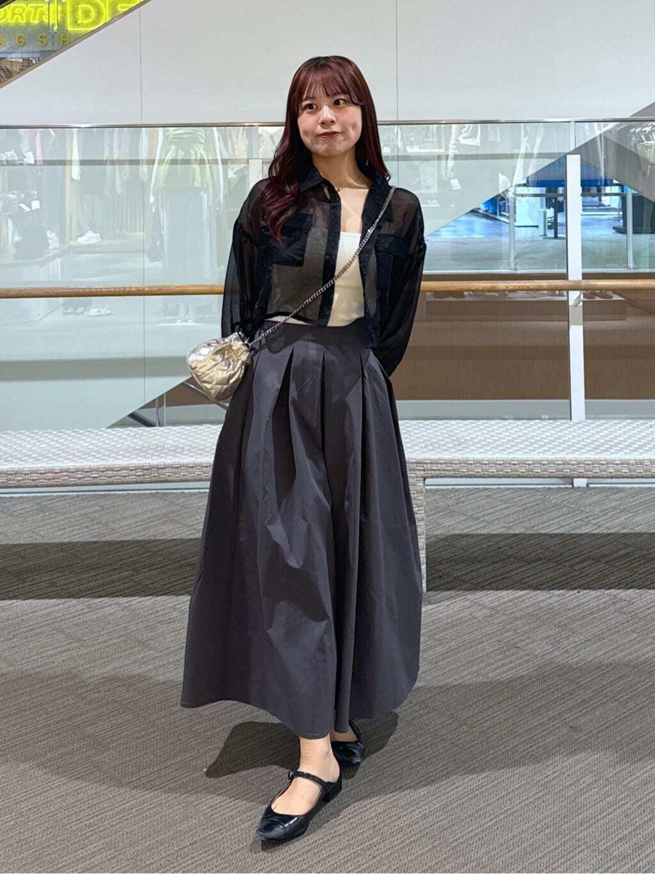 裾ドロストショート丈シアーシャツ