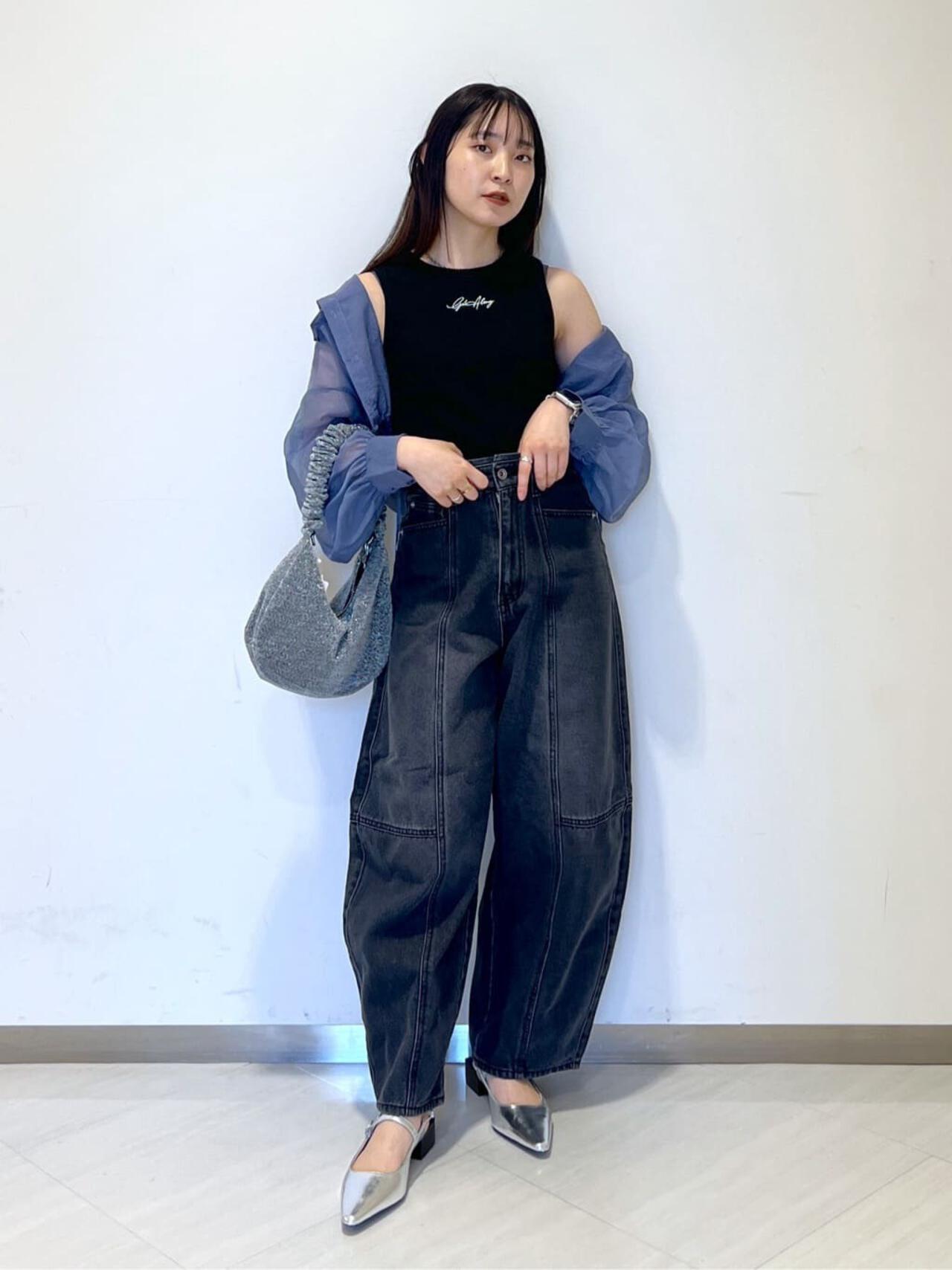 裾ドロストショート丈シアーシャツ