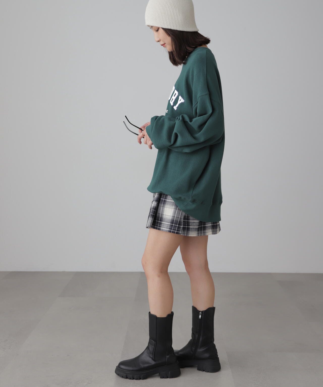 シャツ巻き風ミニスカート