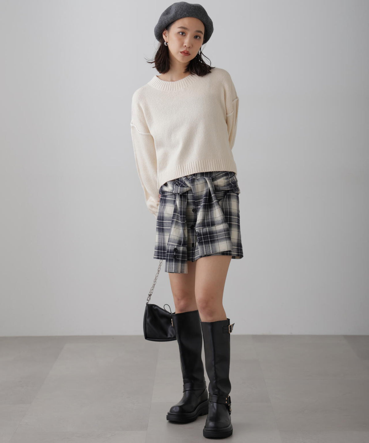 シャツ巻き風ミニスカート