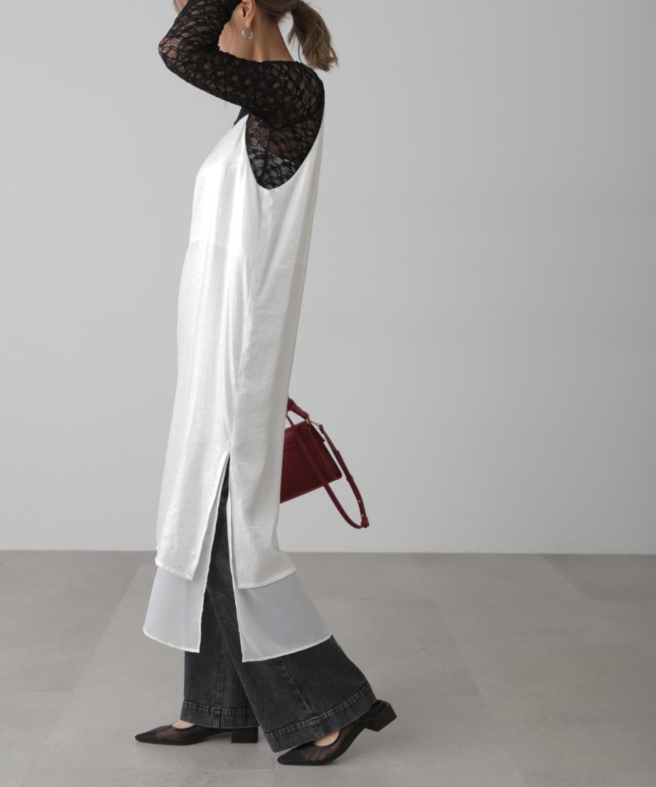 レイヤードナローキャミワンピース