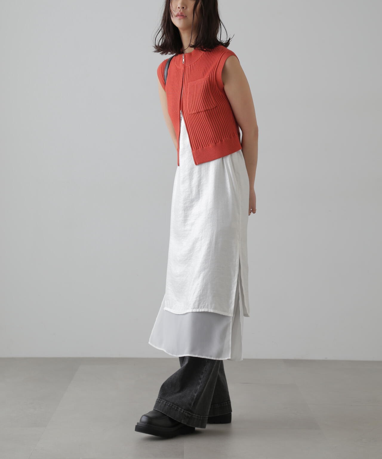 レイヤードナローキャミワンピース