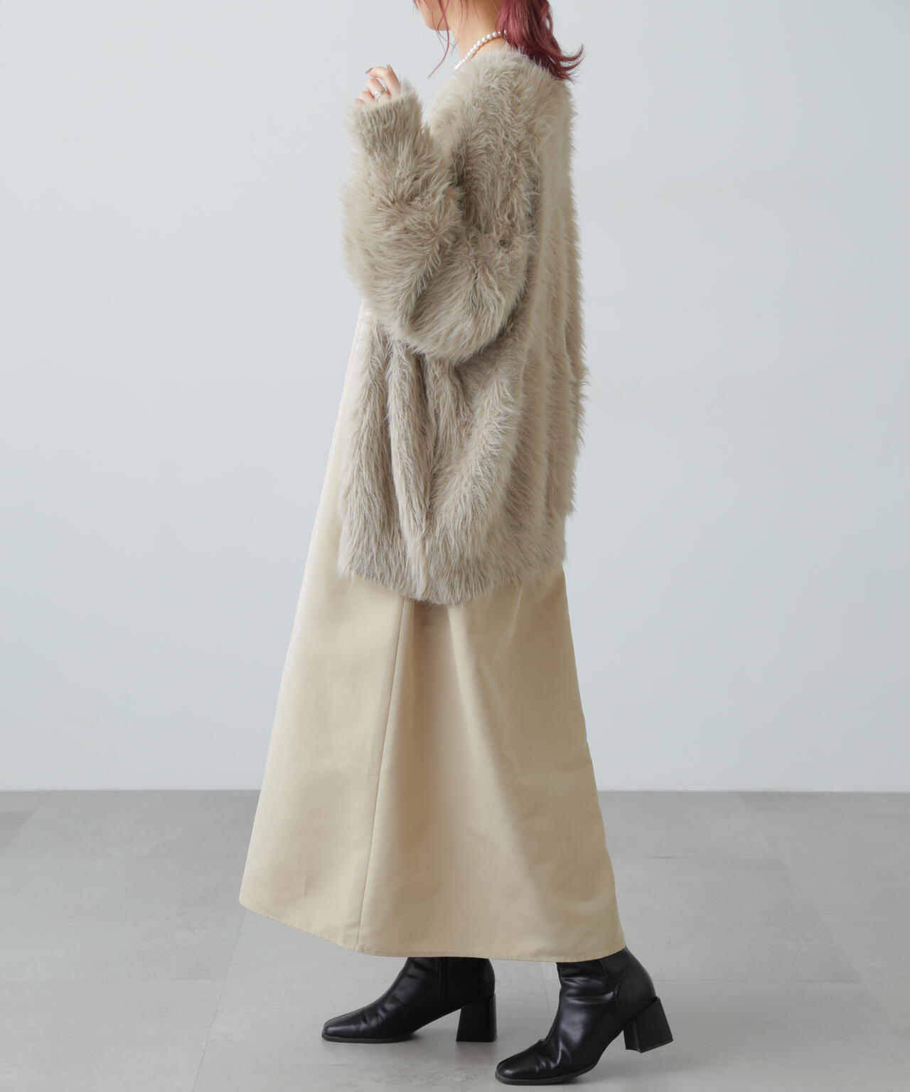 布帛ドッキングクルーネックワンピース