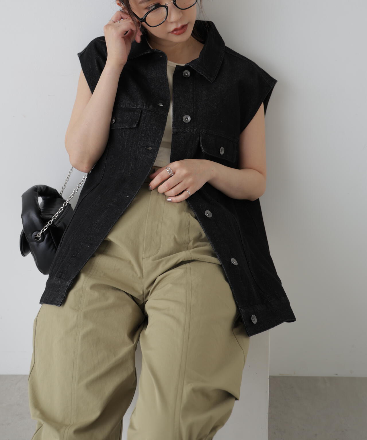 ミドル丈デニムベスト