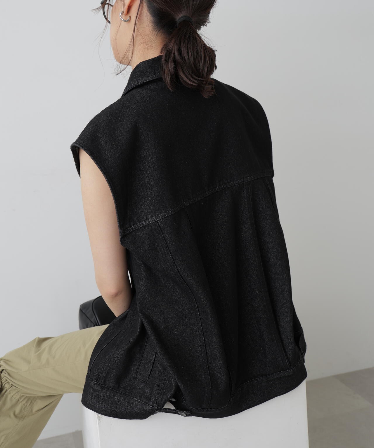 ミドル丈デニムベスト