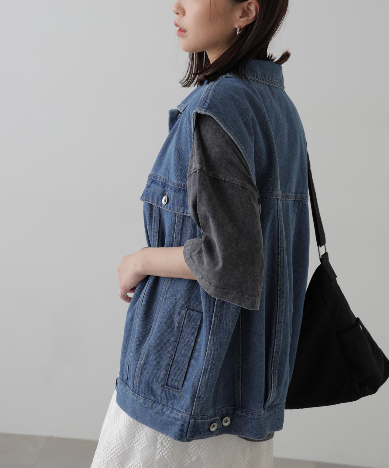 ミドル丈デニムベスト