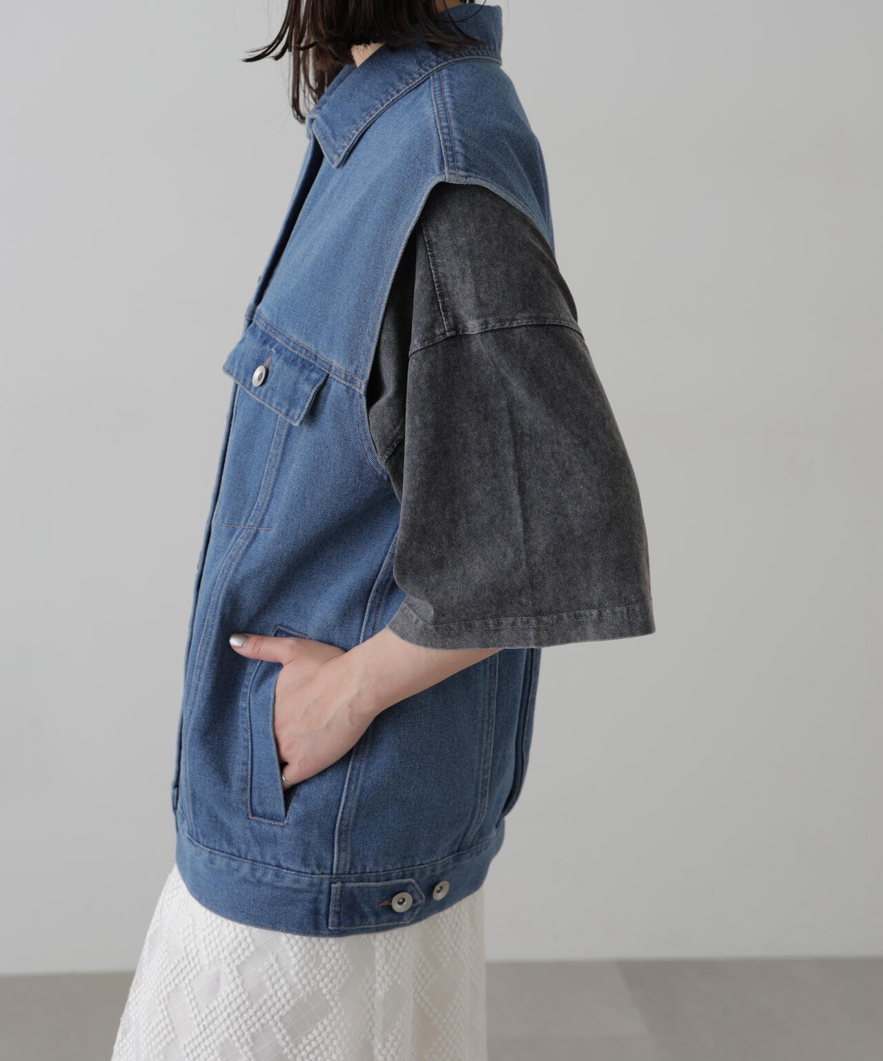 ミドル丈デニムベスト