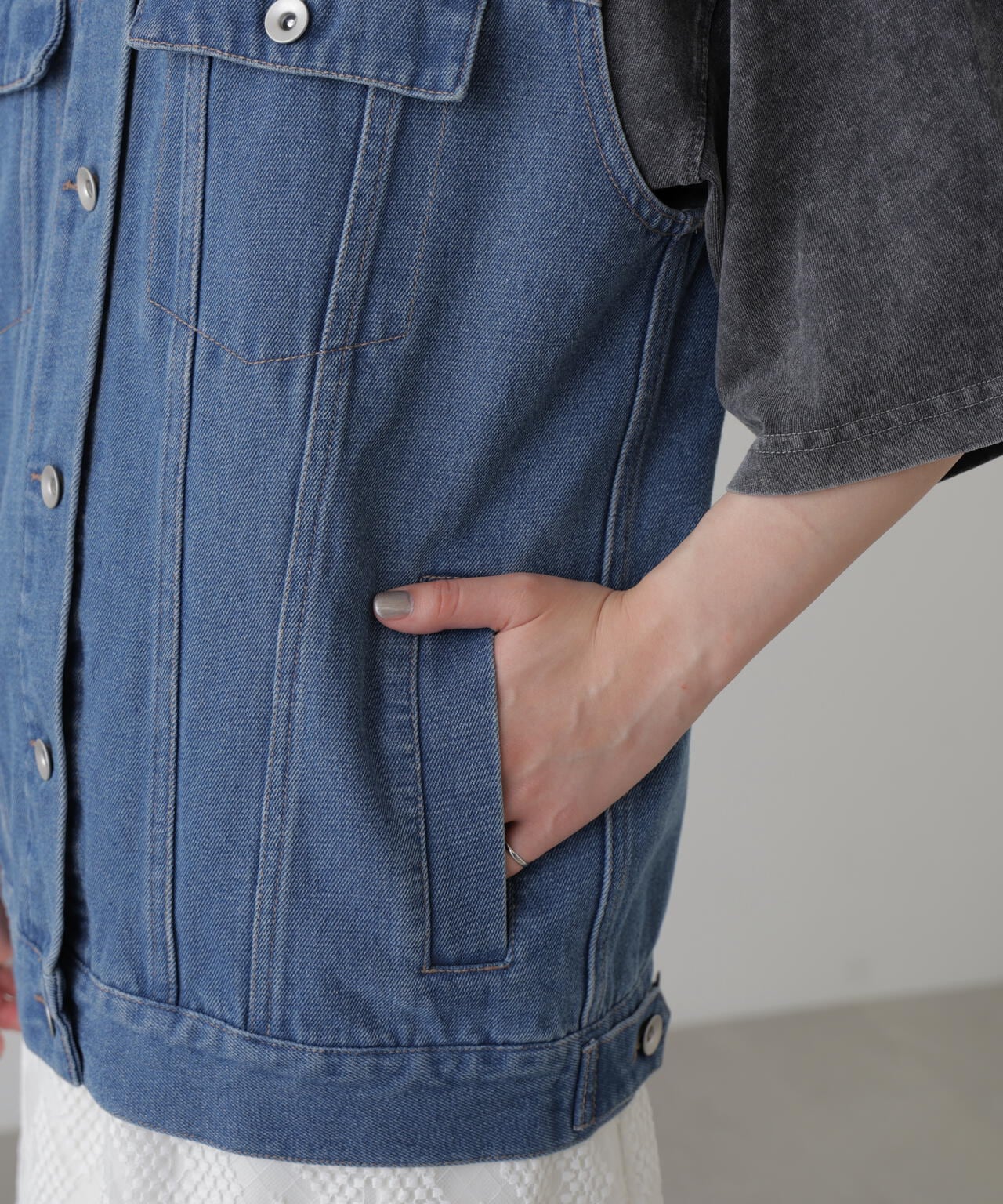 ミドル丈デニムベスト