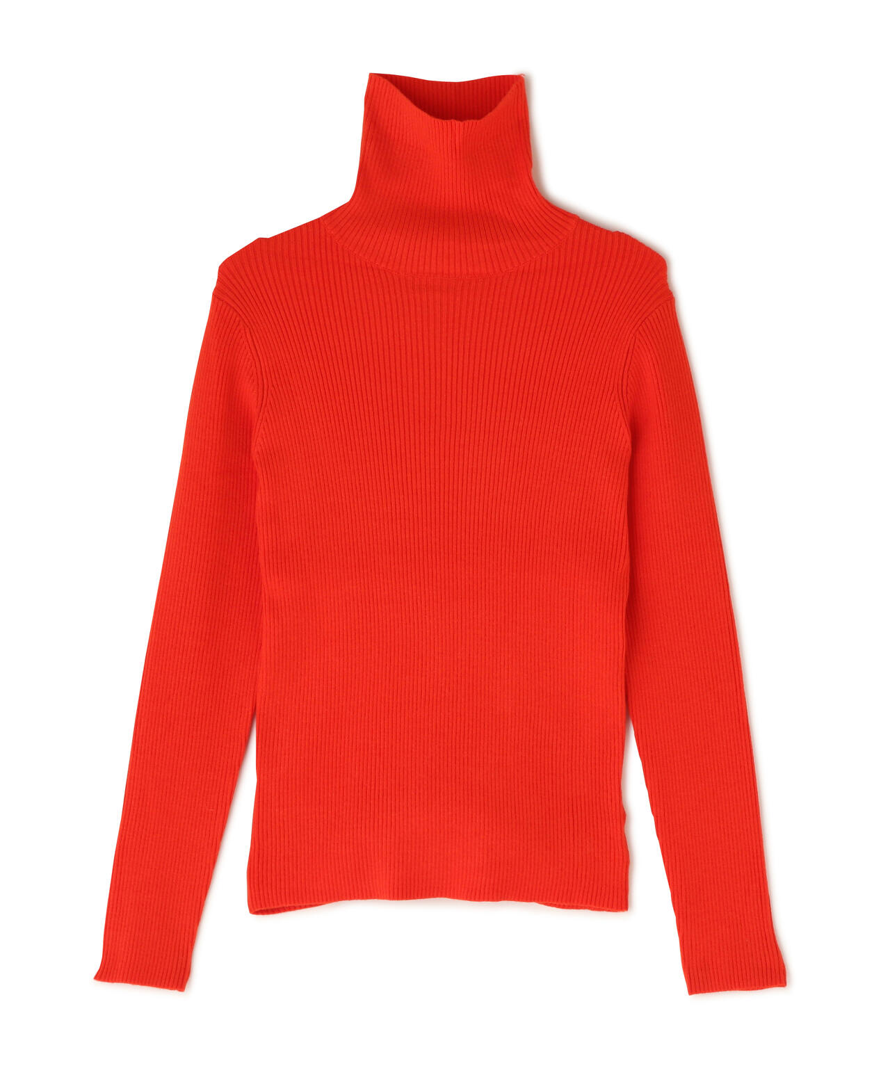タートルネックリブニット