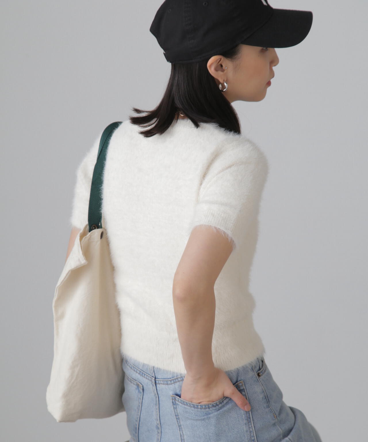 シャギー半袖ニット