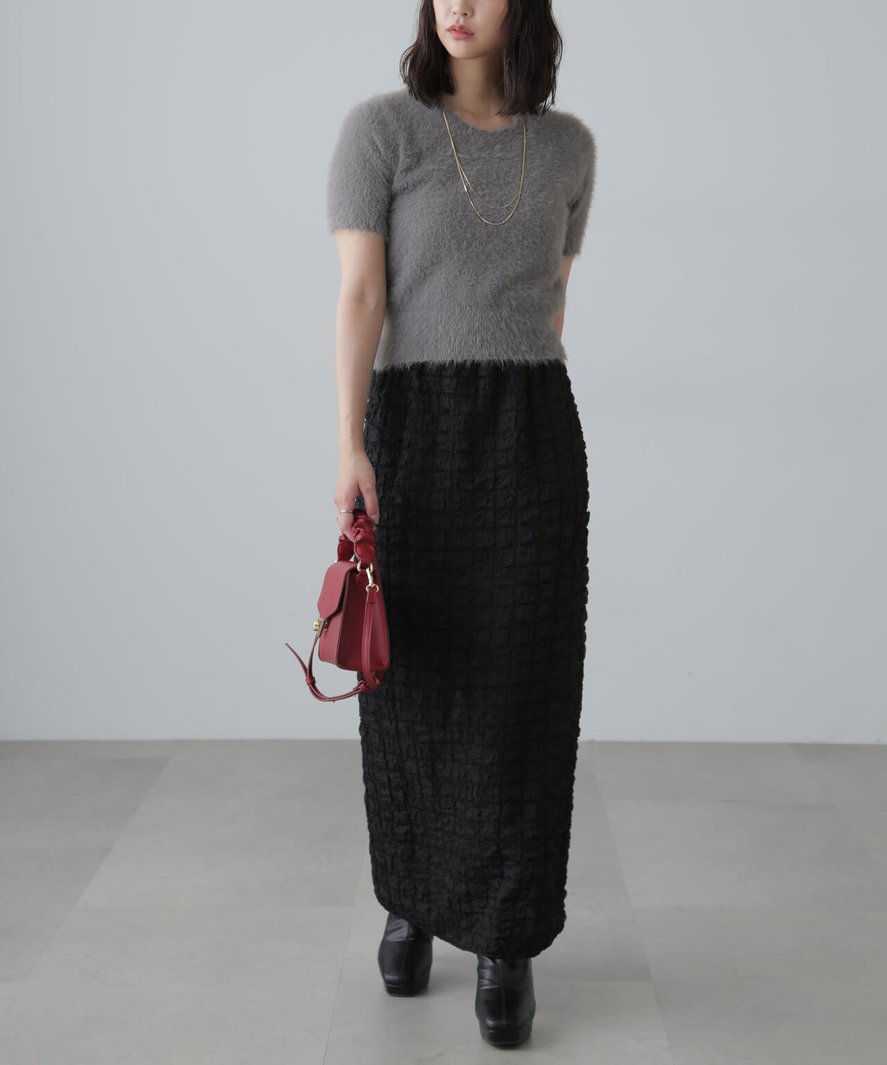 シャギー半袖ニット