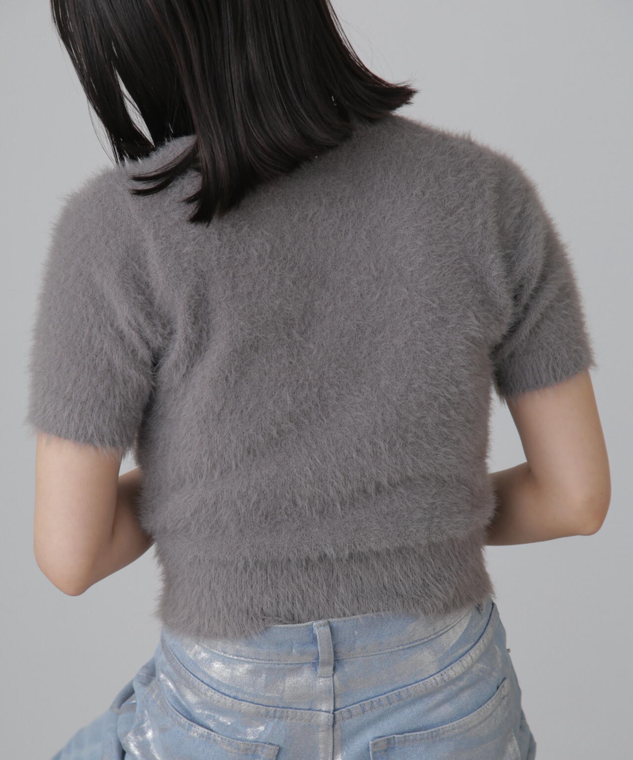 シャギー半袖ニット