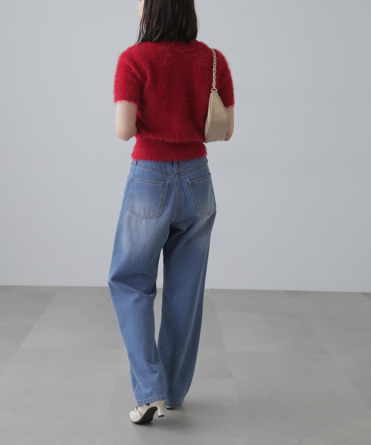 シャギー半袖ニット