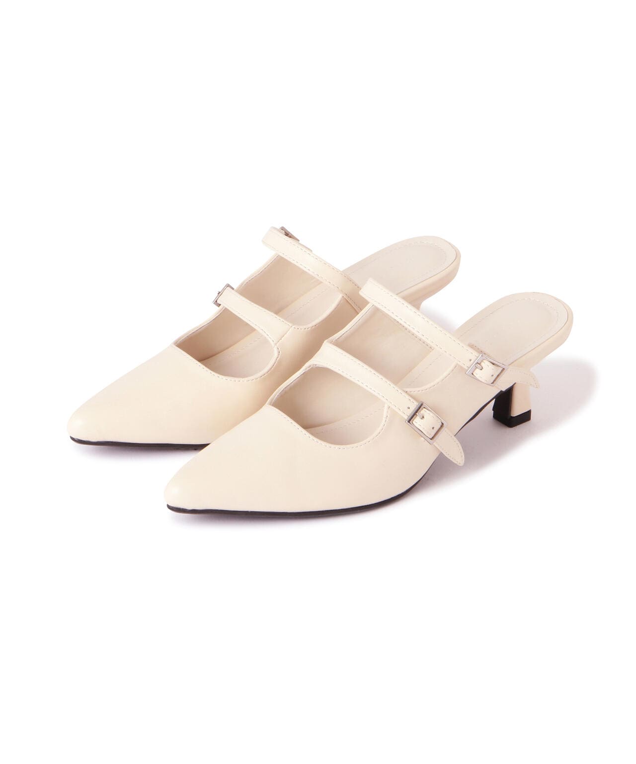 スクエアバックルミュール