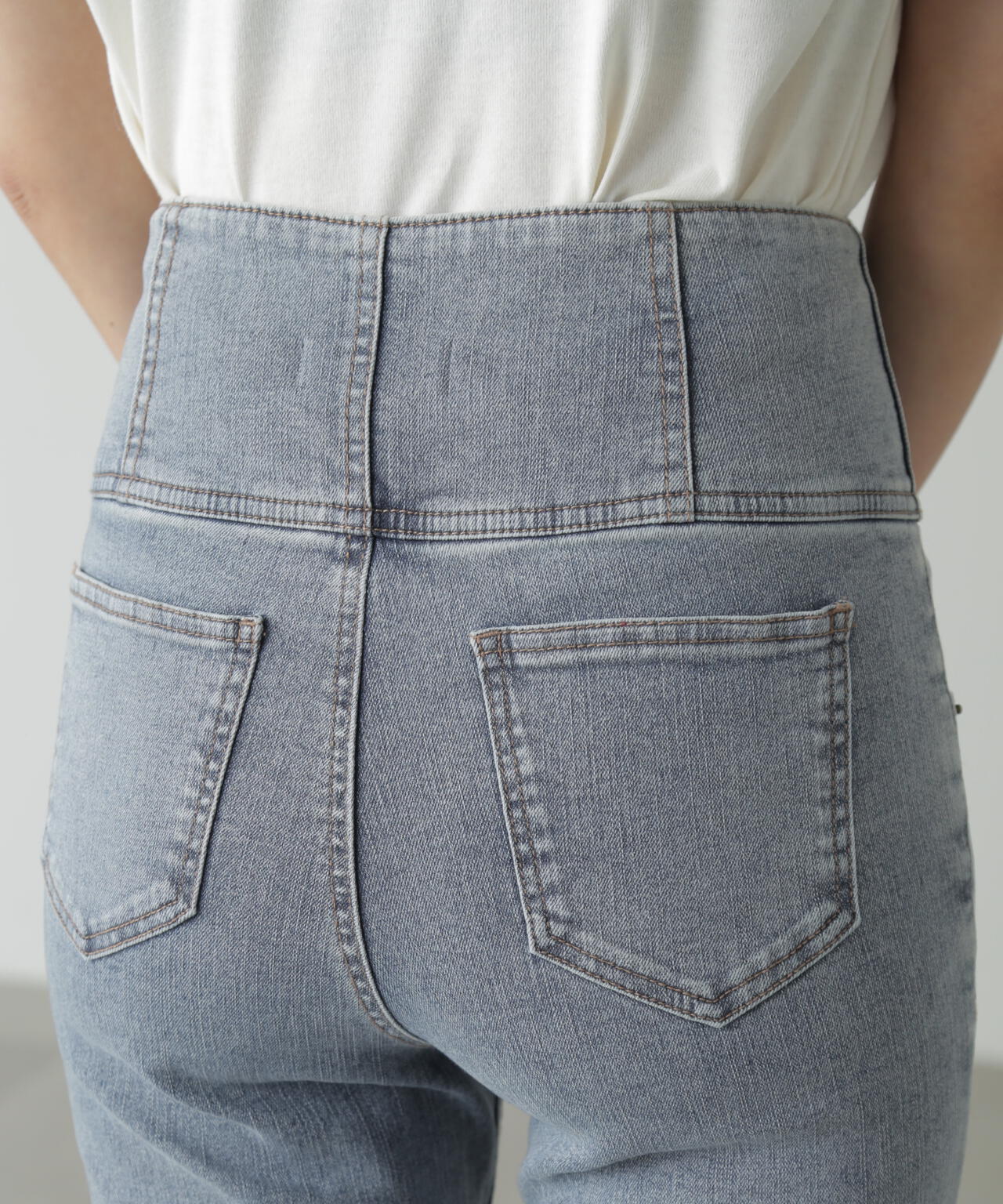 【3サイズ展開XS-M】ハイウエストボタンフライスキニーデニムパンツ【低身長サイズ有】