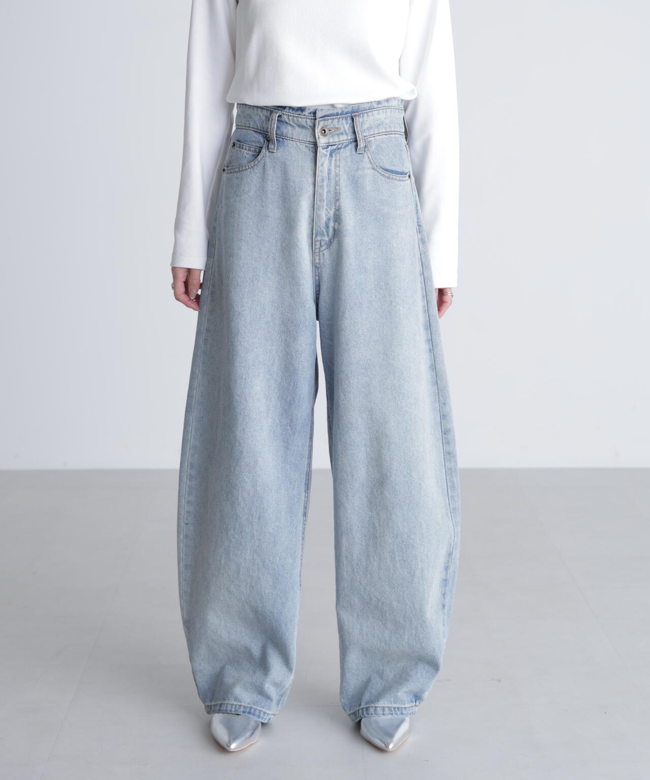 【3サイズ展開XS-M】デニムエッグパンツ【低身長サイズ有】