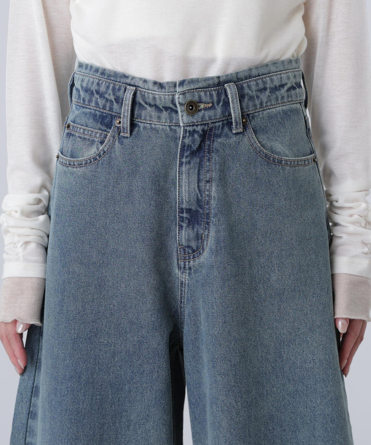 【3サイズ展開XS-M】デニムエッグパンツ【低身長サイズ有】