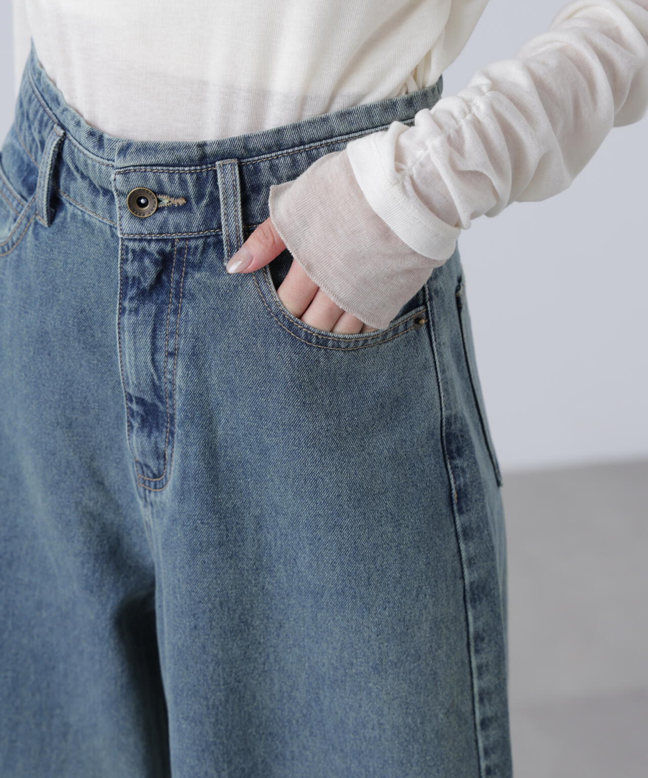 【3サイズ展開XS-M】デニムエッグパンツ【低身長サイズ有】