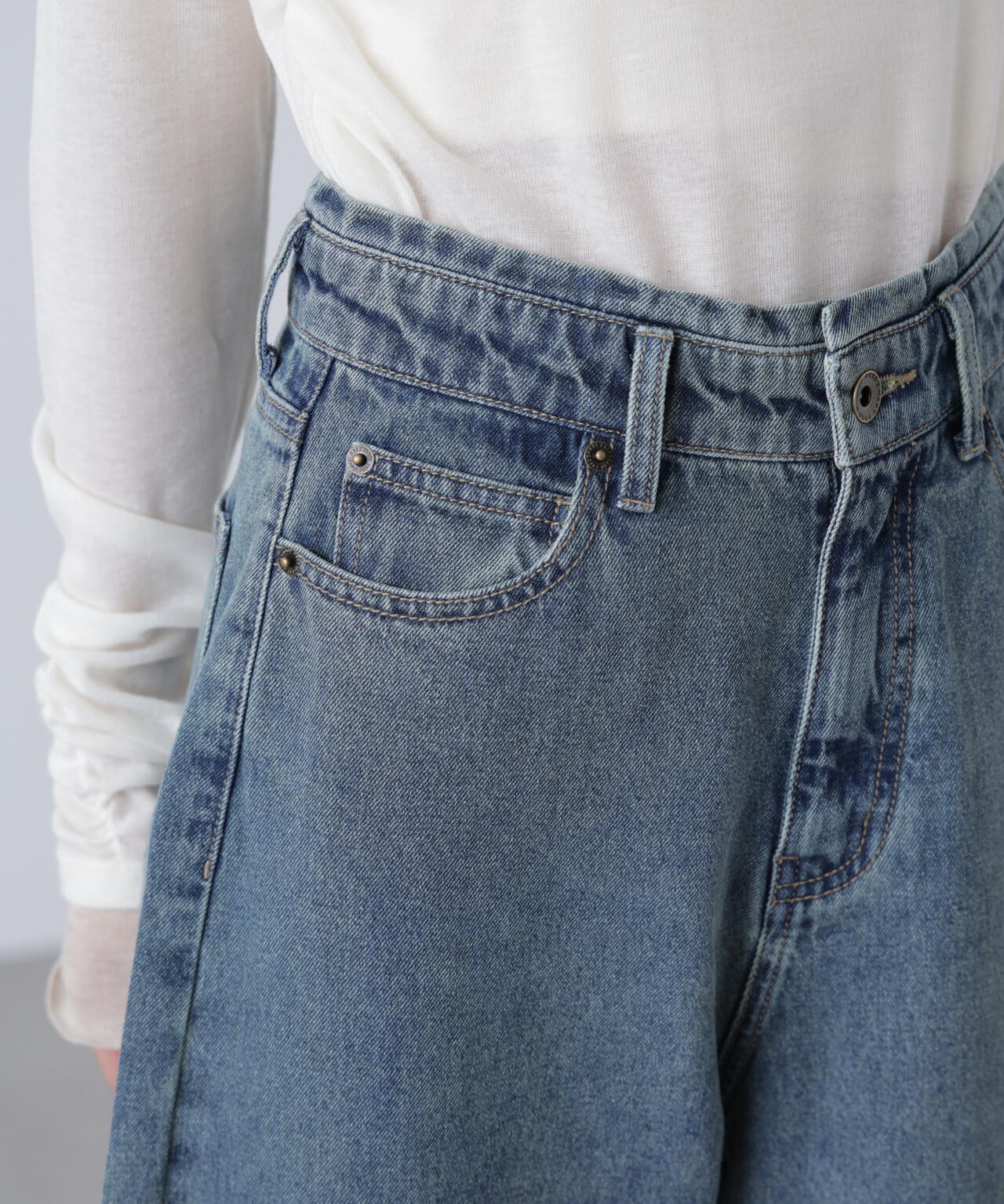 【3サイズ展開XS-M】デニムエッグパンツ【低身長サイズ有】